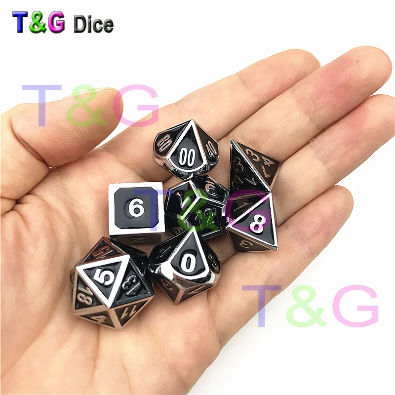 2017 Новый DnD 7 шт./компл. креативные многогранные металлические игральные кости Dado