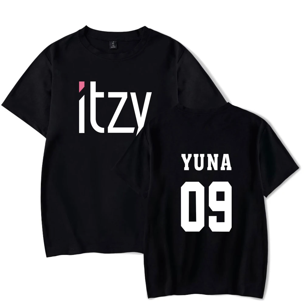 TJ одежда корейская ITZY Футболка Топ хип хоп сшитый летний короткий рукав Уличная