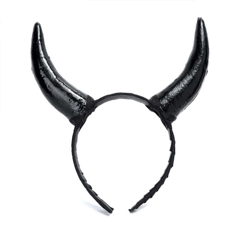 

Women Ox Horn Headdress Dancing Party Props Headband for Halloween Party Creative Christmas Cosplay Hair Accessories