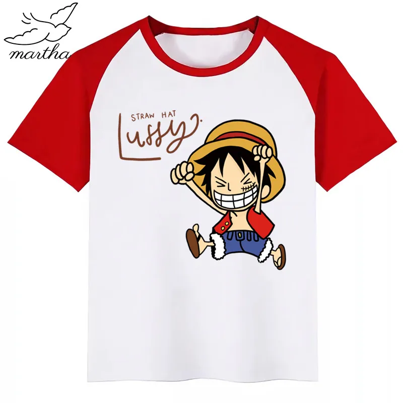 Забавная футболка с LUFFY для мальчиков и девочек детские топы рисунками Детская