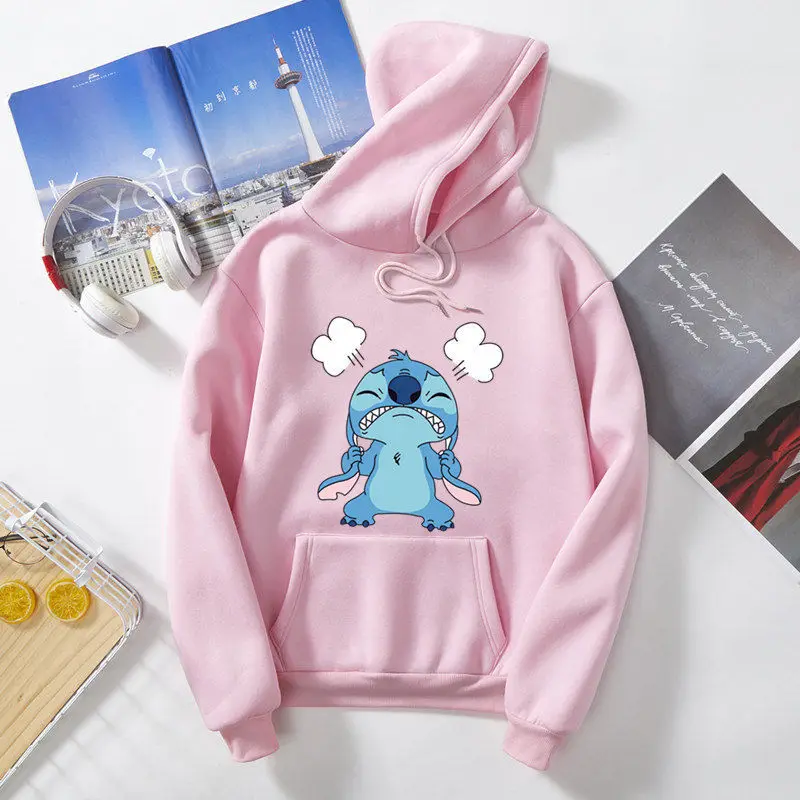 

Bonjean Autumn Thick Cartoon Loose Hoodies Sweatshirt Women Printed Casual Hooded Pullover Female Thicken Coat