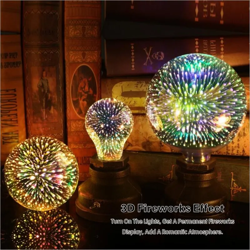 

LED Firework Light Edison Bulb 3D Decoration Bulb 220V G95 G125 E27 Holiday Lights Novelty Christmas Lamp Colorful Lamparas