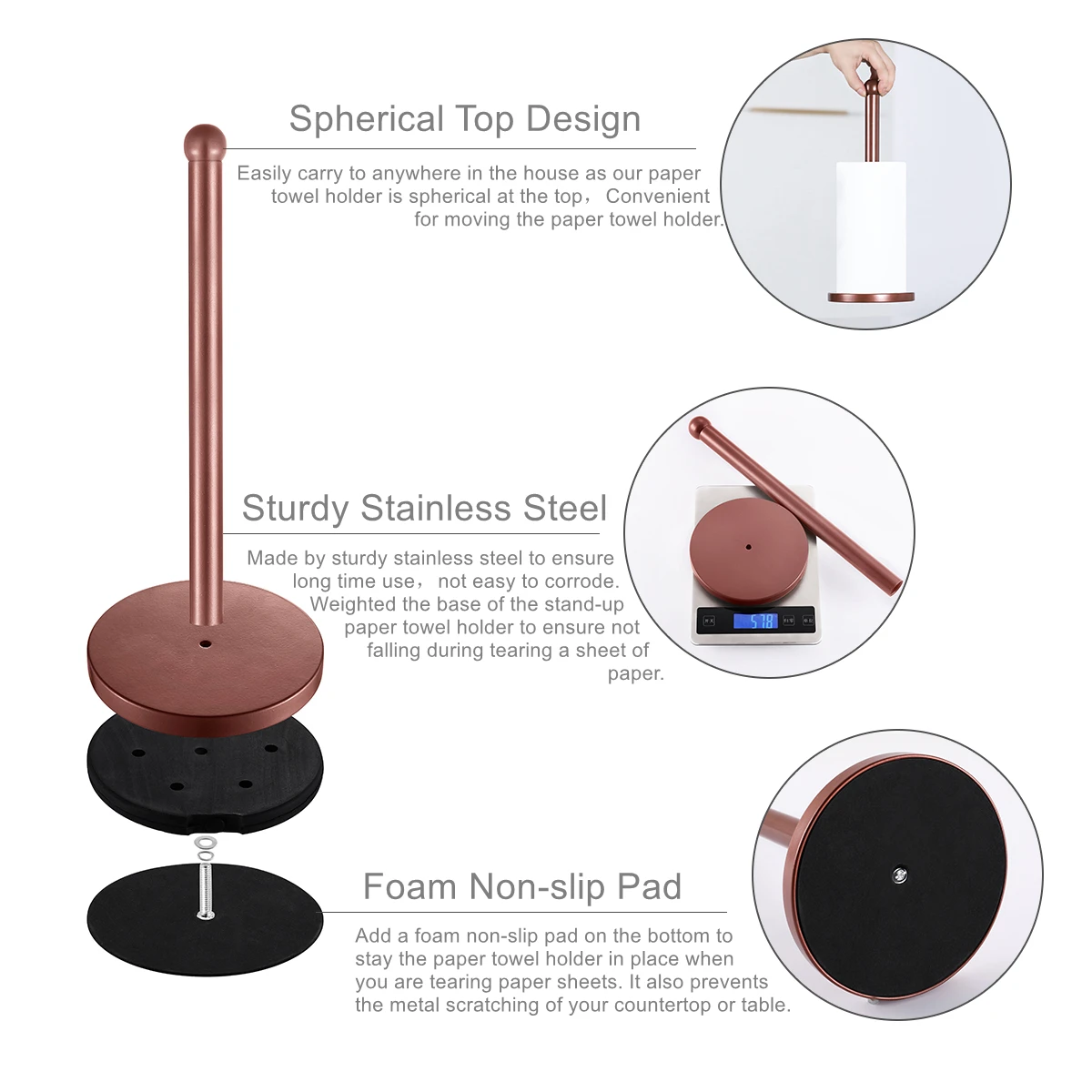 Держатель для бумажных полотенец Bronze Tissue Rack Stainless Steel Roll Paper Towel Holder Kitchen Napkin Toilet Stand Bathroom Home Accessories.