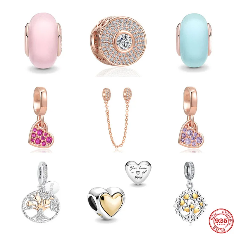 Новинка розовое золото европейские бусины для самостоятельной сборки подходят