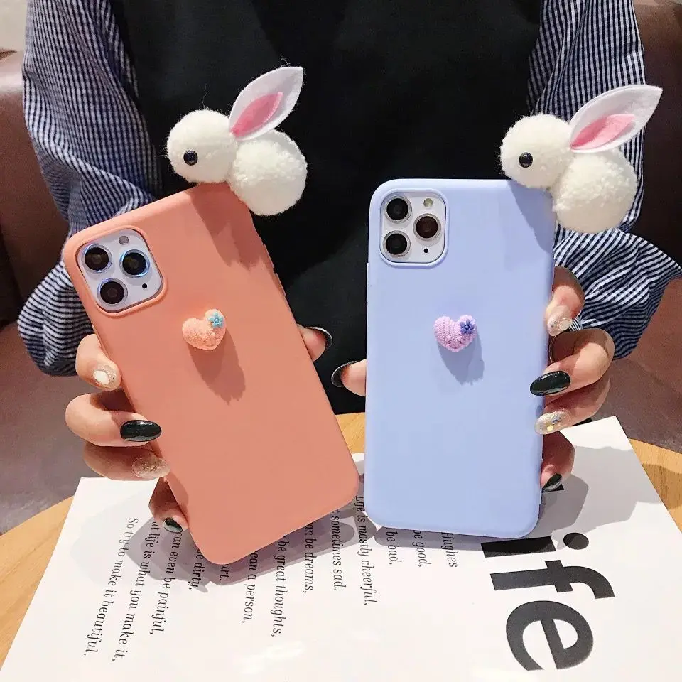Мягкий силиконовый чехол с кроликом для iphone 11 6 6s 7 plus 8 10 X XR XS Max iphone12 pro max милый