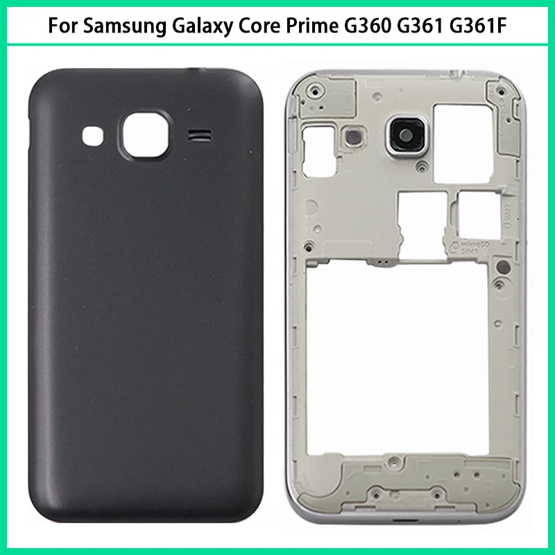 Для Samsung Galaxy Core Prime G360 G361 G361F Пластиковая Задняя крышка для аккумулятора + средняя