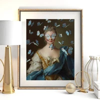 5d diy poured glue diamond painting kit scalloped edge altered vintage portrait eclectic art surreal rococo baroque poster decor