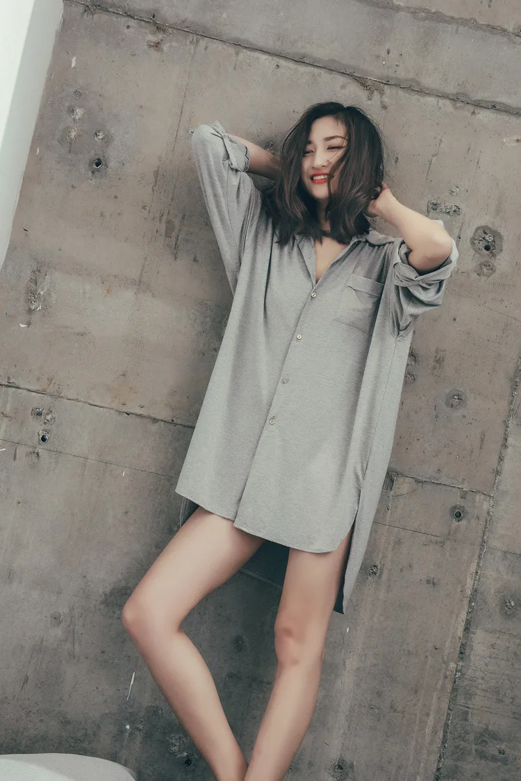 

Modal Nightdress plus size shirt skirt ladies SleepDress Sexy Morning Robe clothes Lounge Pajamas DZA243