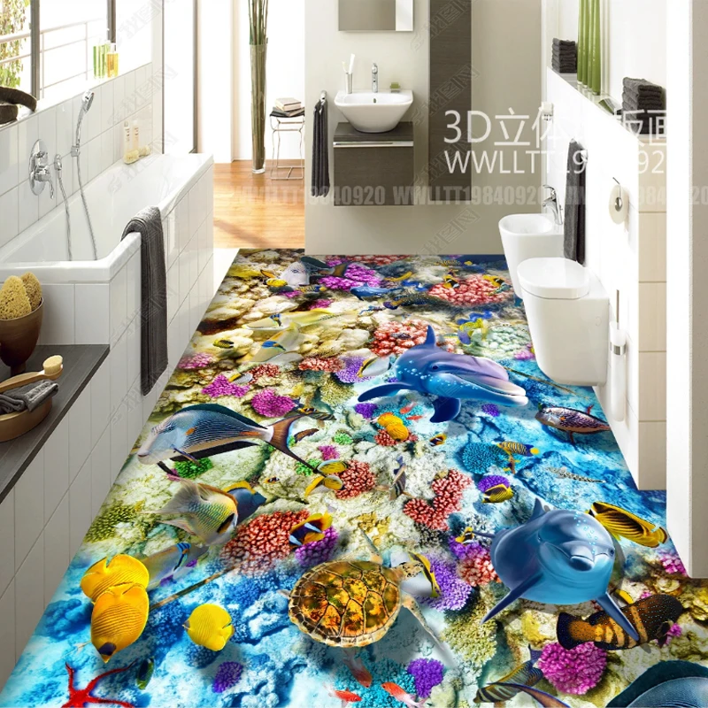 

Removable Floor Sticker Underwater World 3d Painting Peel And Sticker Wallpaper