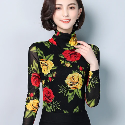 Осень 2020 новый стиль изысканный принт эластичный длинный рукав большой код