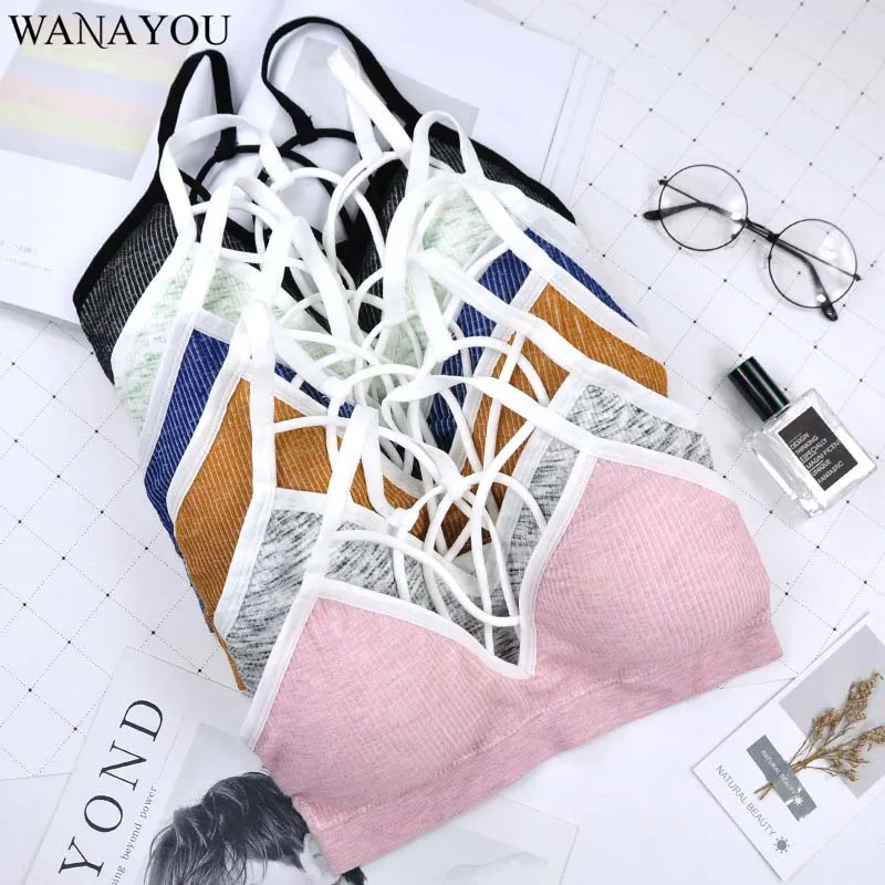 Бесшовный спортивный бюстгальтер WANAYOU для девочек с тонкими бретельками дышащий