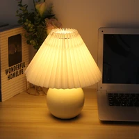 vintage nordic table lamp cream color pleated fold desk lamp multicolor bedside desk vestibule lamp nightstand lighting