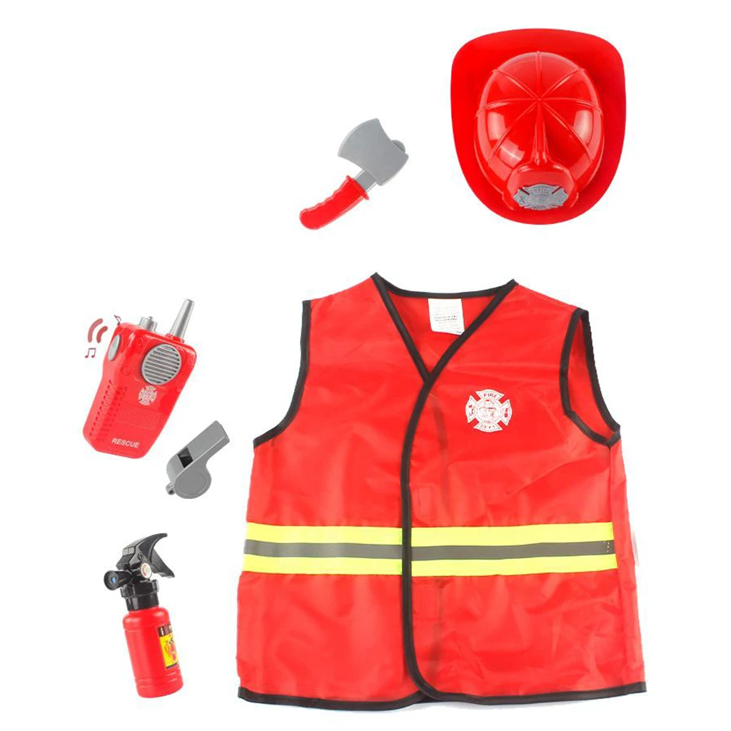 

Kids Fireman Costume Set Kids Fire Suits Role Play Halloween Fireman Dress Up Set Kids Pretend Role Play Toys Birthday Gifts