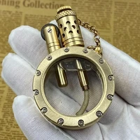 pure copper manual transparent visual oil tank kerosene lighter round ring portable collection antique heavy trench machine