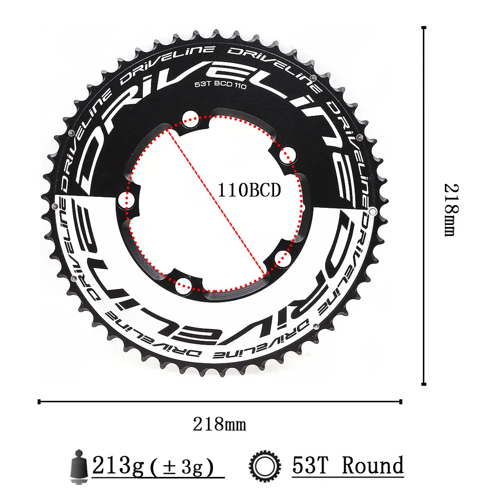 Фото DRIVELINE CNC 50/52/53/54/55/56/58T Звездочка шоссейного велосипеда TT 110BCD 9/10/11s №2