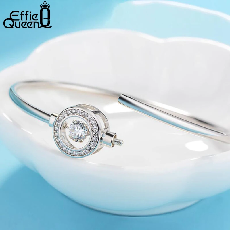 Effie queen 925 пробы серебряные женские браслеты и браслеты ободок с AAA подвижный Блестящий Циркон женский браслет ювелирные изделия TSB11