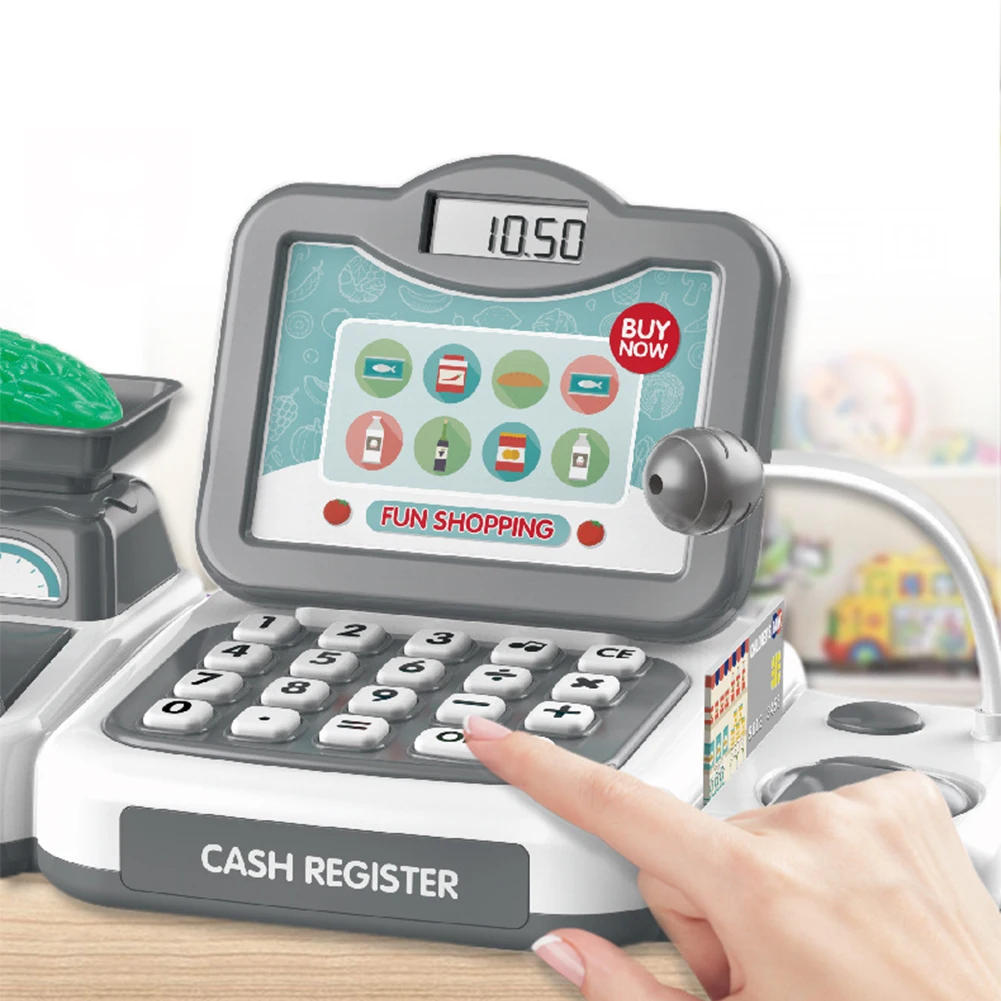 

Shop Vegetables Fruits Checkout Light Sound Simulation Gifts Supermarket Counter Cashier Scanner Pretend Play Cash Register Toy