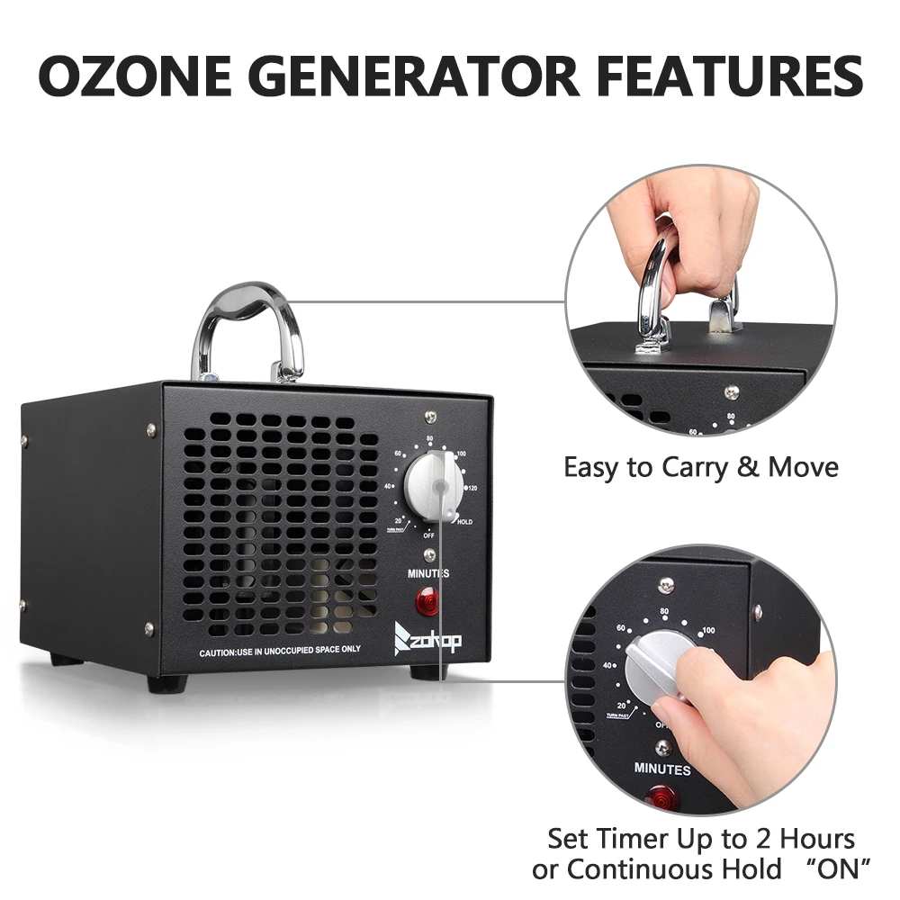 

ZOKOP Commercial Industrial Grade 5000mg Ozone Air Purifier Removal of Formaldehyde / Second-Hand Smoke / Odor / Musty / Dust