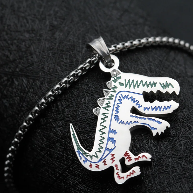 Панк крутой тираннозавр рекс подвеска из нержавеющей стали мультфильм динозавр