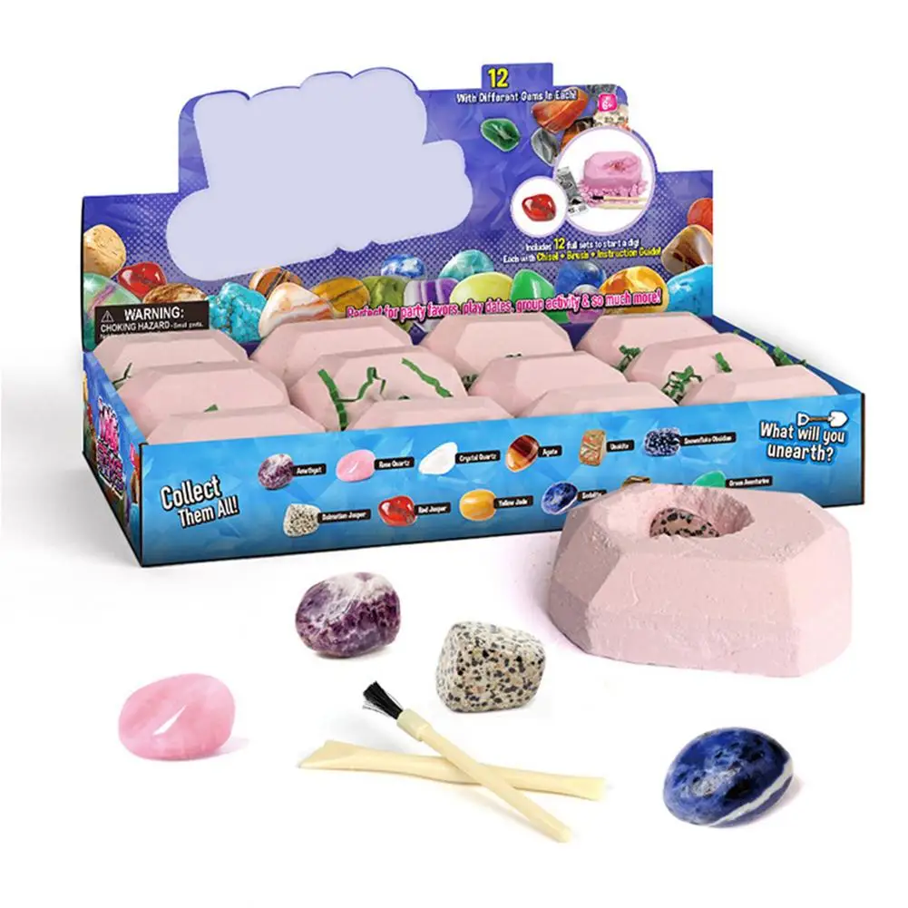 

12PCS Gemstone Dig Kit Crystal Mining Archaeology Excavation Dig Treasure Toy Set Education Toys STEM Learning Kids Gift