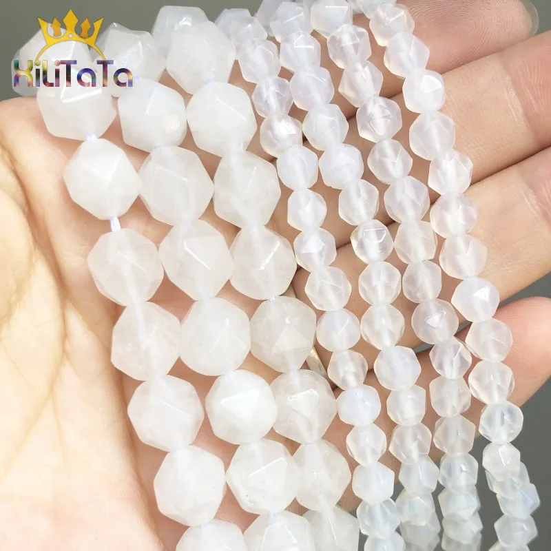 Граненые бусины из натурального камня белые Агаты свободные разделительные для