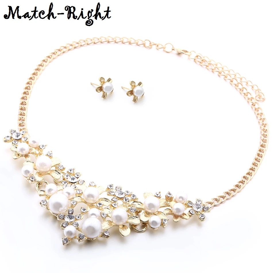 Женский ювелирный набор для свадьбы имитация жемчуга массивное ожерелье со