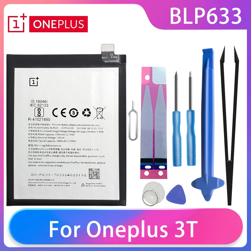 Оригинальный аккумулятор для телефона Oneplus 3T A2001 BLP633 3400 мАч батареи большой