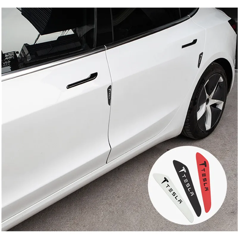 

For Tesla Door Guard Edge Corner Bumper 4Pc/Set Guards Buffer Trim Molding Protection Strip Scratch Protector Car Door Crash Bar