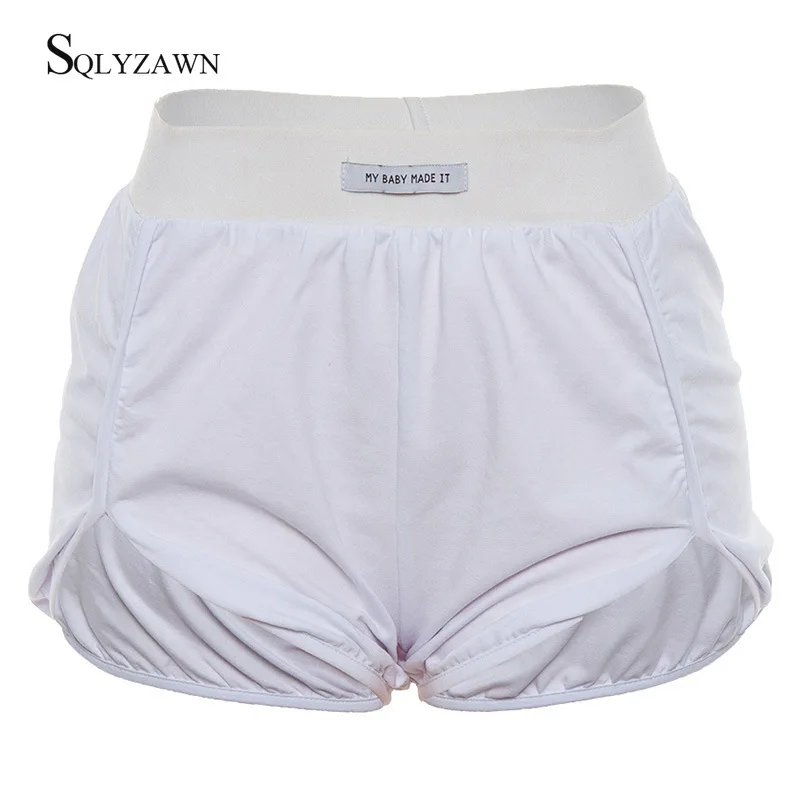 

Harajuku Solid Summer Women Shorts Elastic High Waist Letter Print Cotton Biker Shorts Sporty Fitness Black Shorts Streetwear