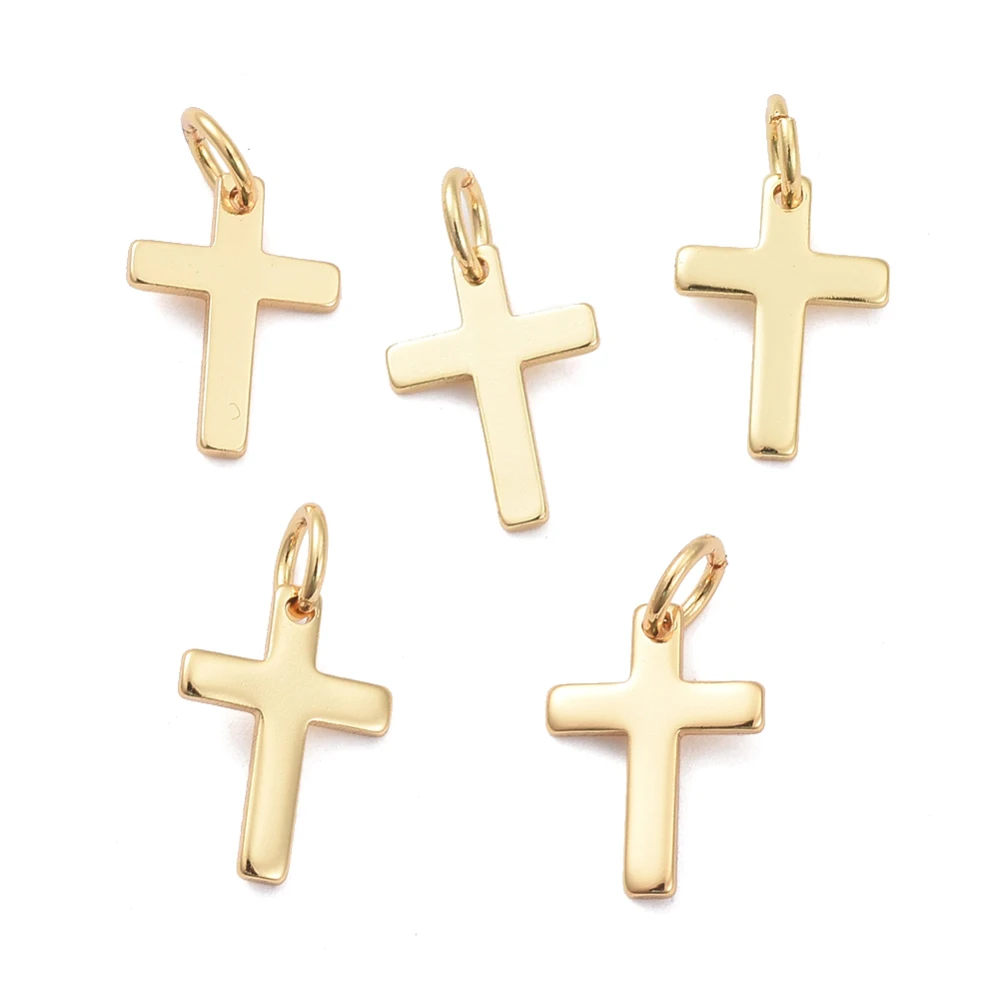 

1 ~ 30pc Brass Pendants Long-Lasting Plated Cross Leaf Constellation 18K Gold Plated Silver 12.5x9x1mm Hole: 3.2mm