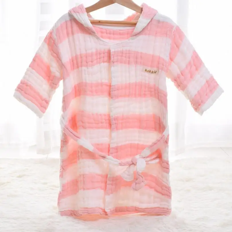 6 слойный муслиновый хлопок детские халаты банные для детей девочек пижамы в