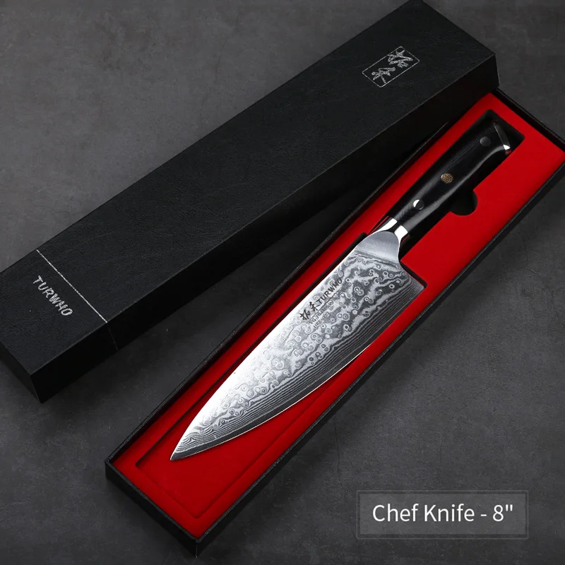 Chef knife TURWHO 8 ''профессиональный нож шеф-повара Gyuto японский дамасский кухонный нож из нержавеющей стали очень острые кухонные ножи G10 Ручка - Цвет: Chef knife