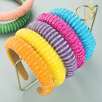 candy color sparkly baroque bejeweled sponge padded headbands for women girls crystal rhinestone hairbands headwear headdress