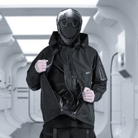 silenstorm techwear mens detachable hood black waterproof jacket taped seams hip hop style punk fashion