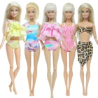 5 шт.компл. модные куклы бикини розовые полоски голубые цветы Купальник летняя одежда для бассейна Одежда для куклы Барби аксессуары для кукольного домика