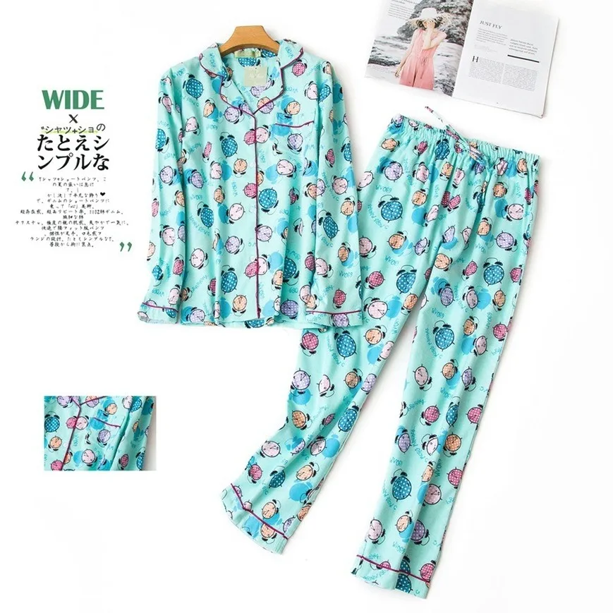 

Loose Cartoon Home Service Suits Ladies Autumn and Winter Pajamas Suits, Casual Long-sleeved Cotton Pajamas