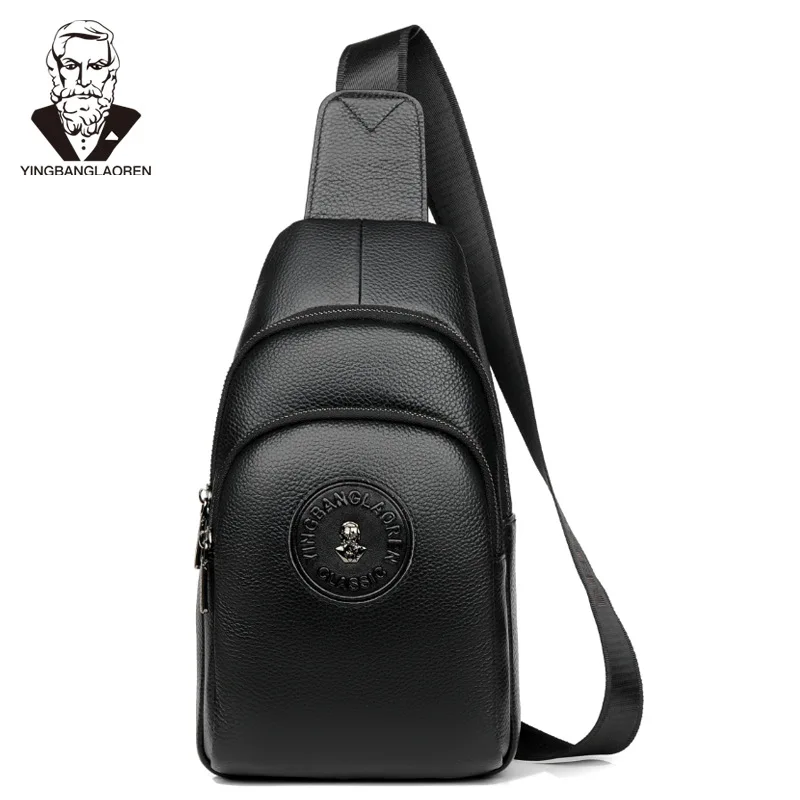 Мужская нагрудная сумка из воловьей кожи Мягкая Повседневная Сумочка на плечо