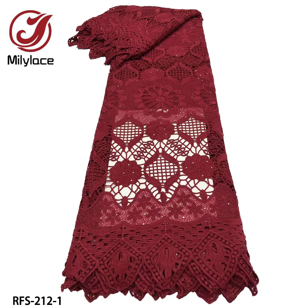 

Latest Swiss Lace Fabric with Rhinestones High Quality African Voil Lace Fabric 2021 for African Dress Women RFS-211