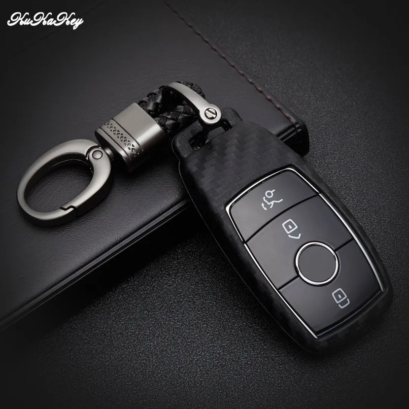 KUKAKEY чехол для автомобильного ключа Mercedes Benz E Class E200 E260 E300 E320 из углеродного