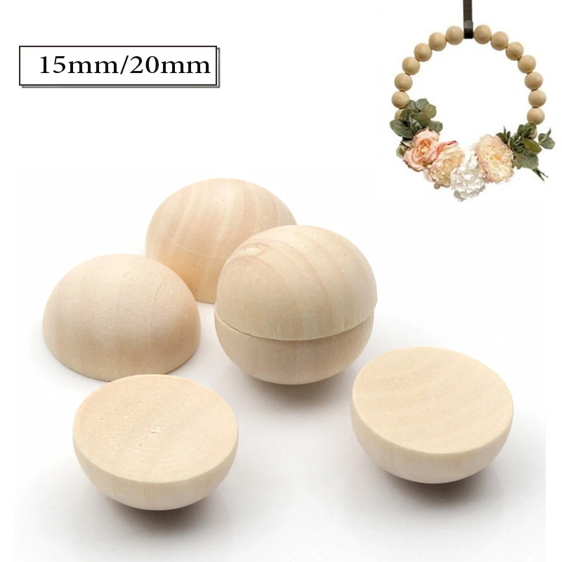 Cuentas de madera Natural de 15/20MM, accesorios redondos convexos de media espalda sin terminar, joyer&iacute;a de madera artesanal, proveedor hecho a mano-1