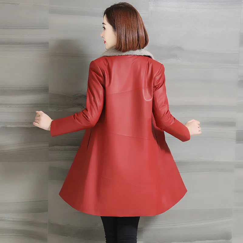 Женский пуховик осенне-зимняя куртка из подлинной овчины женское тонкое длинное