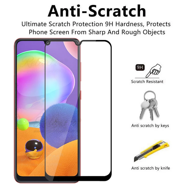 Защитное стекло закаленное для samsung A31 A41 A01 A415F A015F A315F 2 в 1 | Мобильные телефоны и