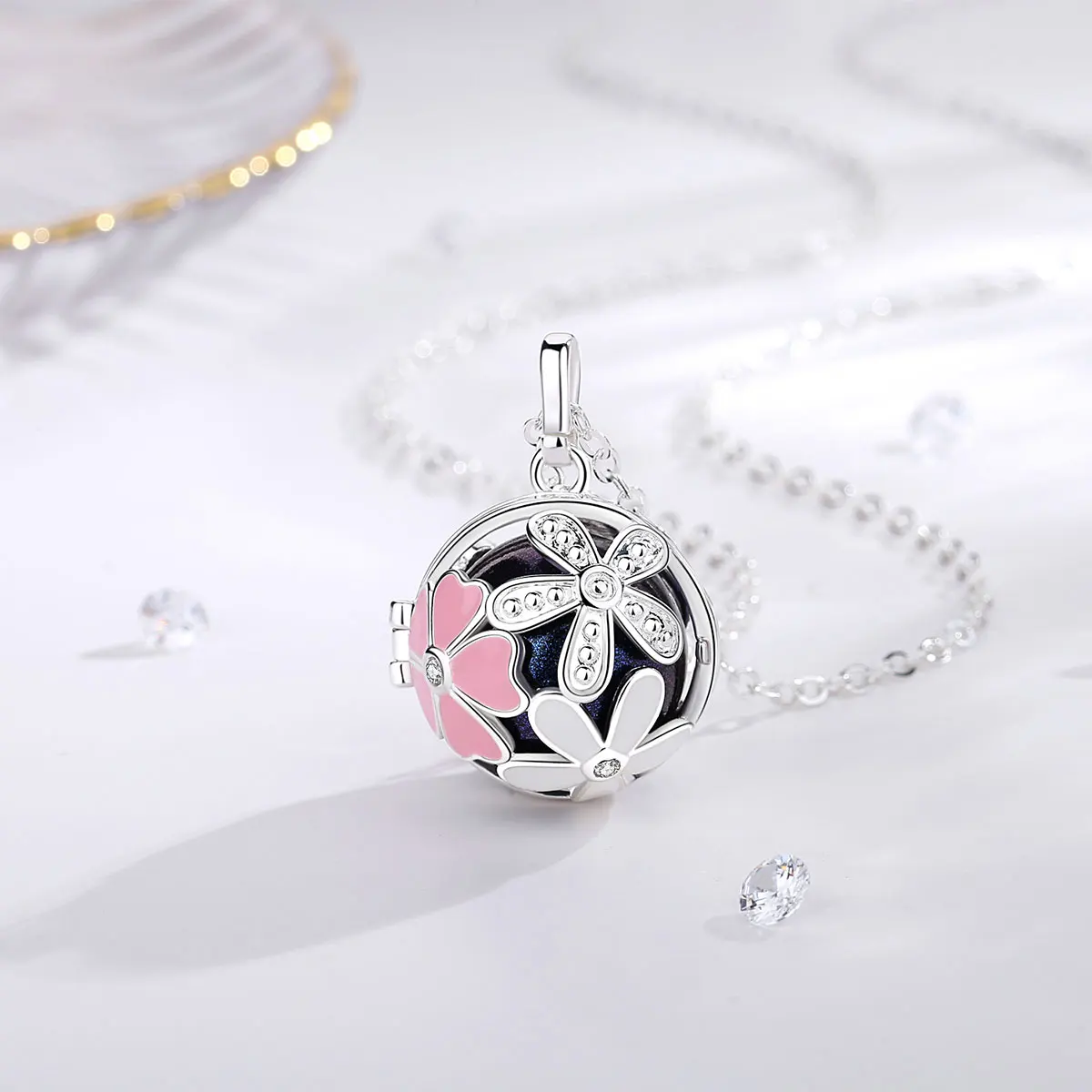 EUDORA Harmony Bola розовый цветок 20 мм кулон ожерелье с ангелом музыкальный перезвон Ball 30