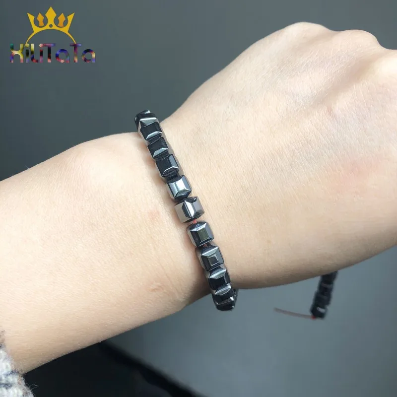 Бусины из натурального черного гематита Квадратные бусины для самостоятельного