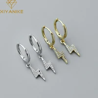xiyanike silver color lightning pendant full zircon hoop earrings women fashion personality charm exquisite romantic gift