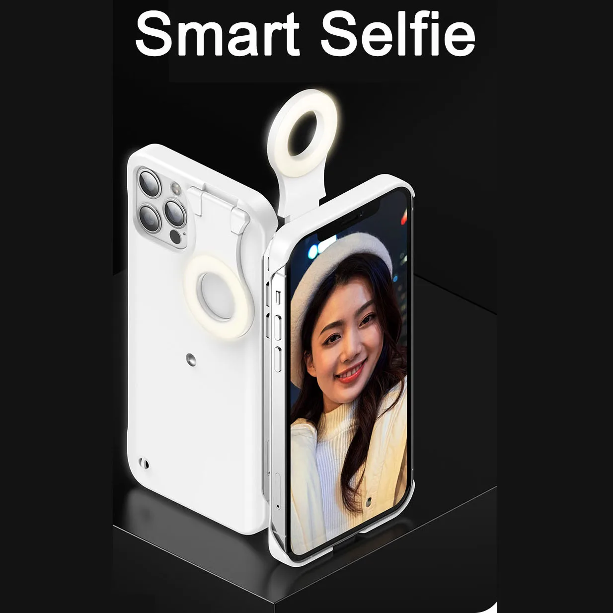 

Selfie Ring Light Phone Case For Apple Iphone XR XS 11 12 PRO MAX Protective Camera Luminous Cover Led Flashlight Smart