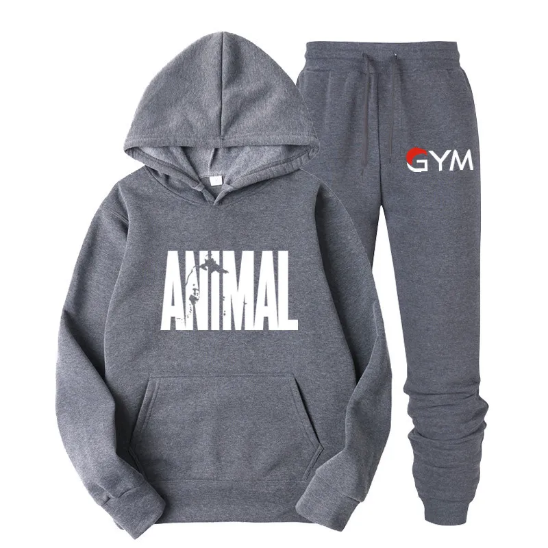 

Новый фирменный спортивный костюм с животными, мужское термобелье, мужские комплекты спортивной одежды, флисовая толстовка + брюки, спортив...