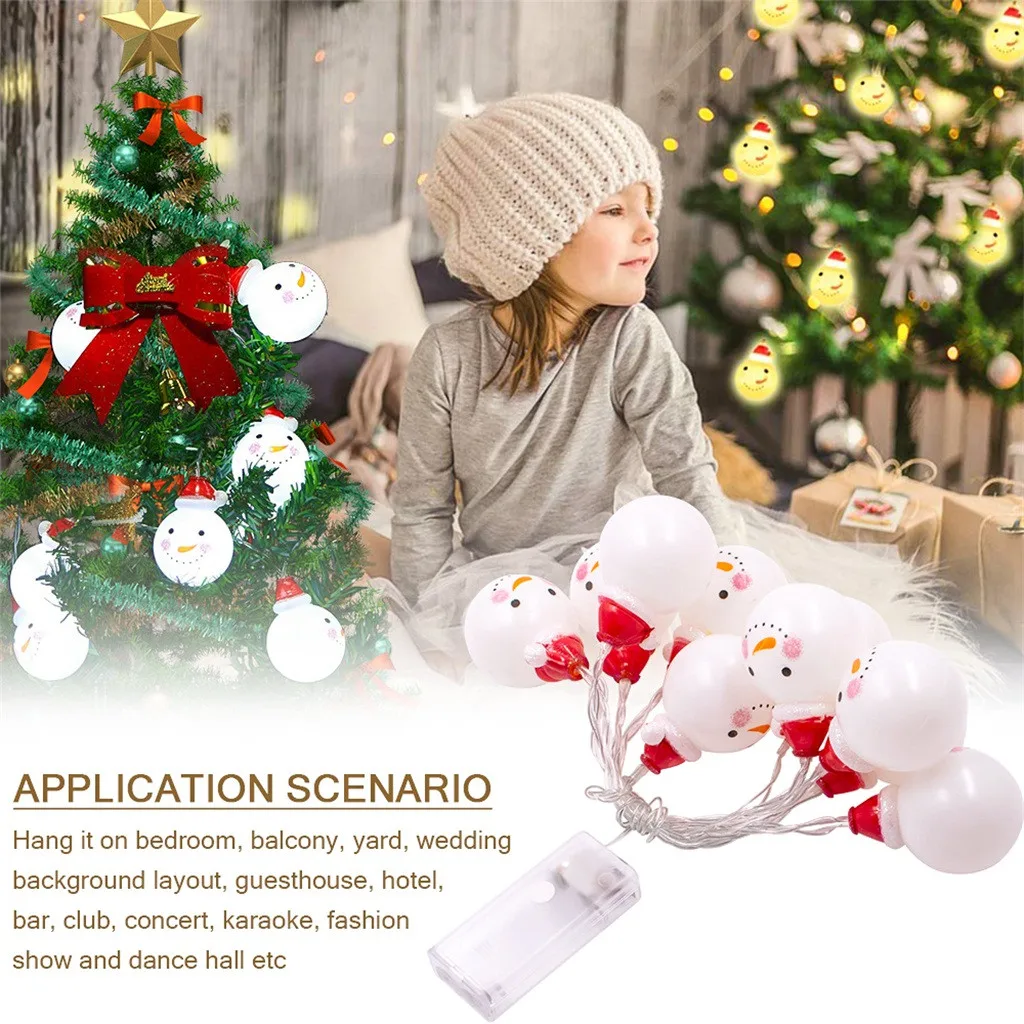 Рождественский 10 Светодиодный светильник Гирлянда снеговик Санта Клаус