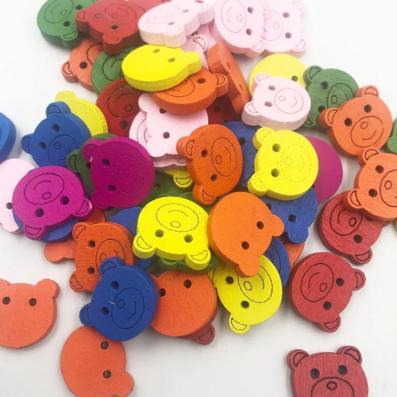 

30pc Mix Bear Wood Buttons 18x20mm Scrapbooking Sewing Craft WB725