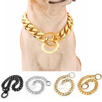 15mm stainless steel dog chain metal training pet collars thickness gold silver slip dogs collar for large dogs pitbull bulldog